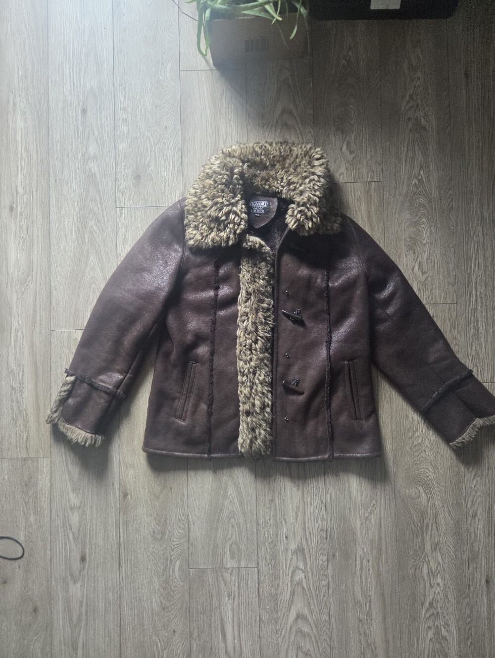 Brown Faux Shearling Trim Jacket